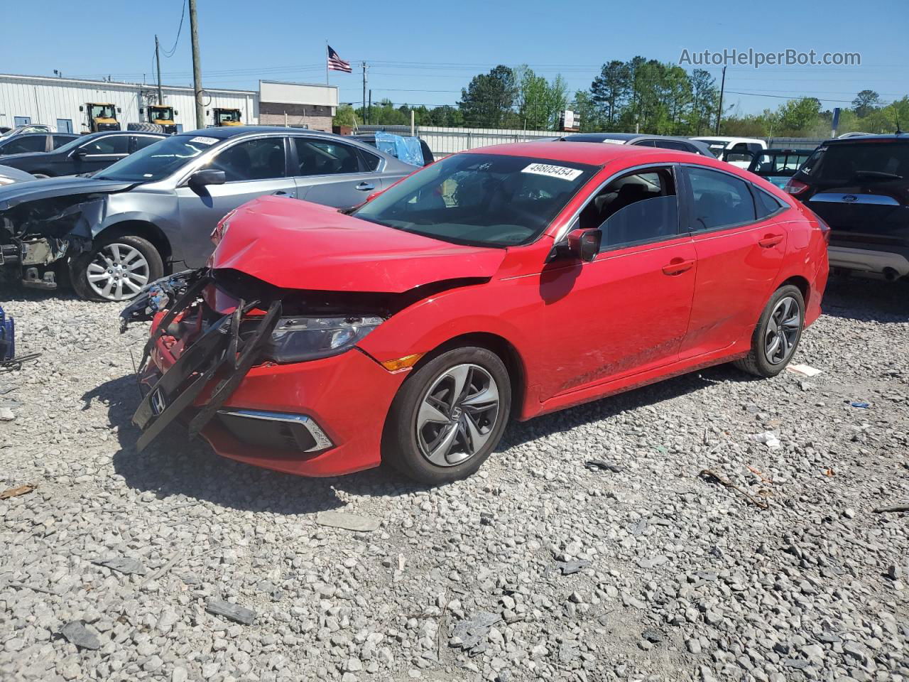 2020 Honda Civic Lx Red vin: 2HGFC2F6XLH554530