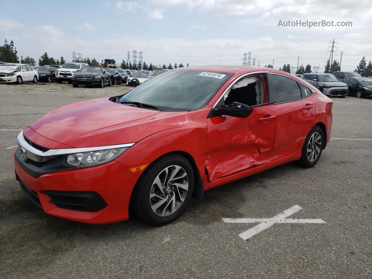 2017 Honda Civic Ex Красный vin: 2HGFC2F74HH517036