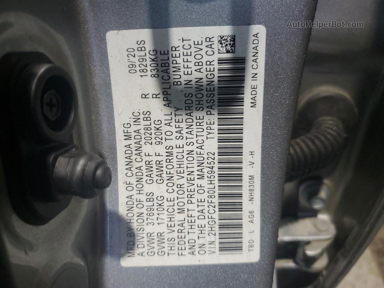 2020 Honda Civic Sport Gray vin: 2HGFC2F80LH594522