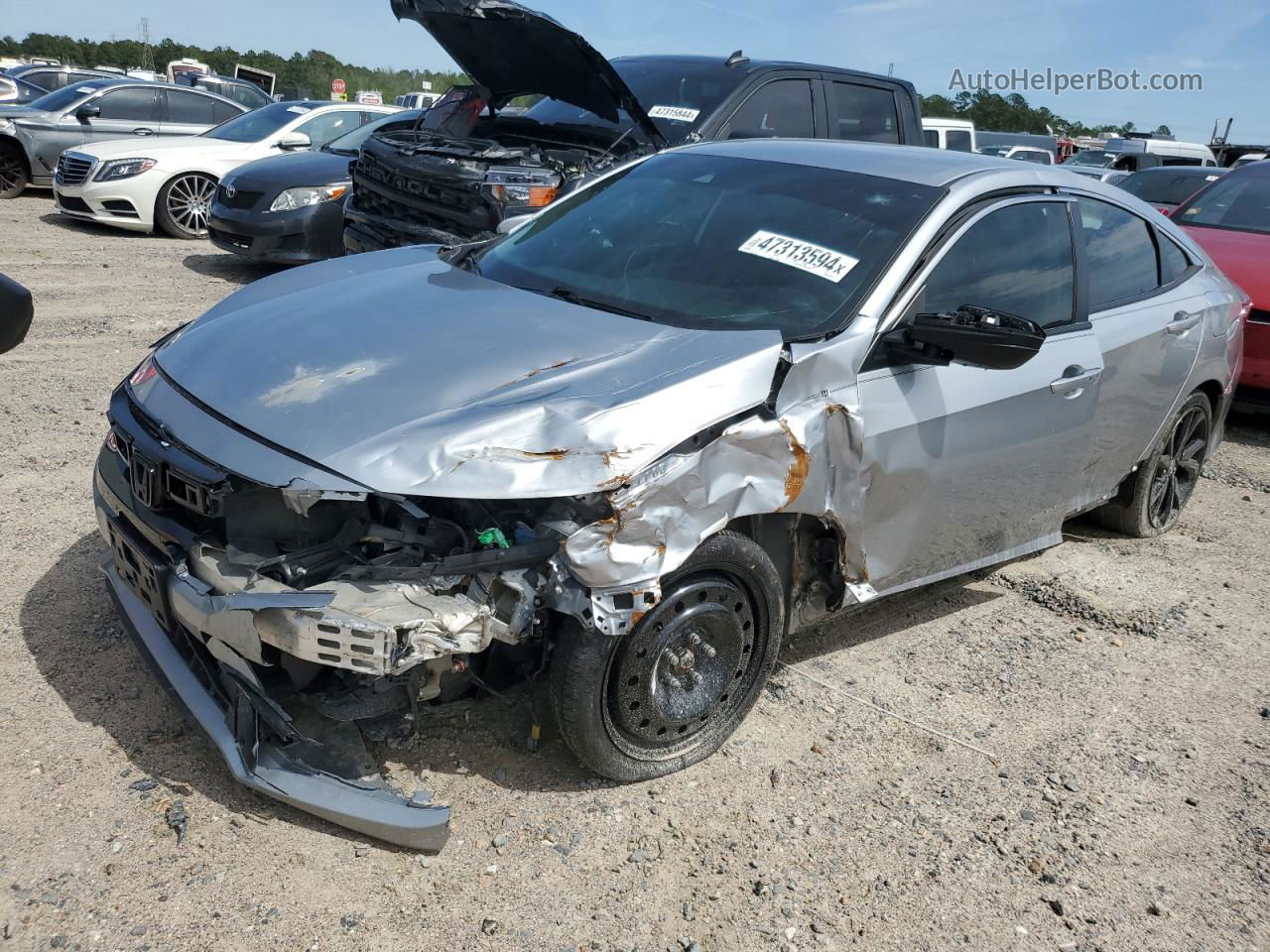 2019 Honda Civic Sport Silver vin: 2HGFC2F83KH603924