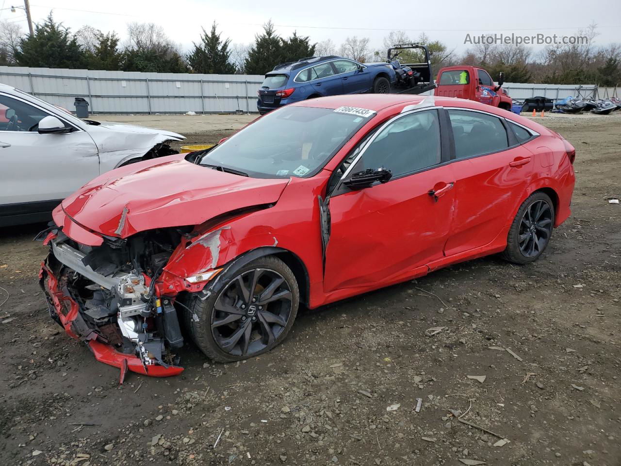 2019 Honda Civic Sport Red vin: 2HGFC2F84KH524679