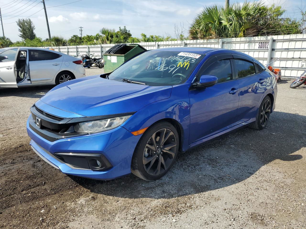 2019 Honda Civic Sport Синий vin: 2HGFC2F86KH511691