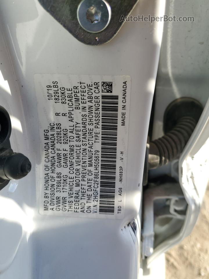 2020 Honda Civic Sport White vin: 2HGFC2F86LH505679