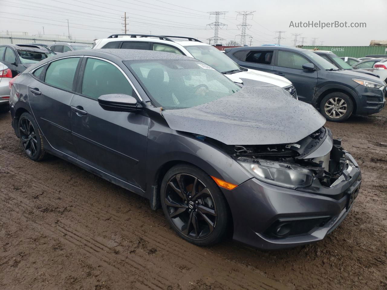 2019 Honda Civic Sport Gray vin: 2HGFC2F89KH513967