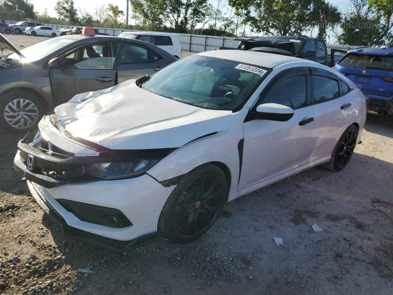 2019 Honda Civic Sport Белый vin: 2HGFC2F89KH559718