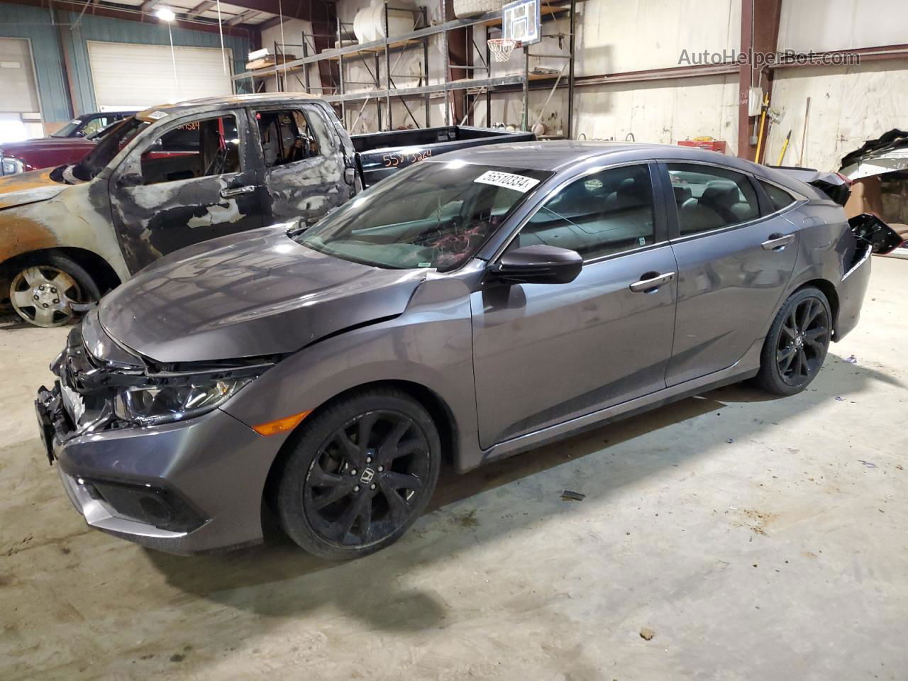 2019 Honda Civic Sport Gray vin: 2HGFC2F8XKH503058