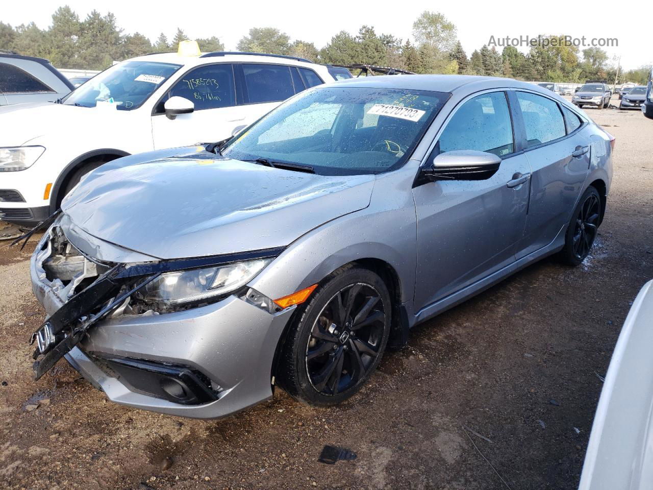 2019 Honda Civic Sport Silver vin: 2HGFC2F8XKH532379