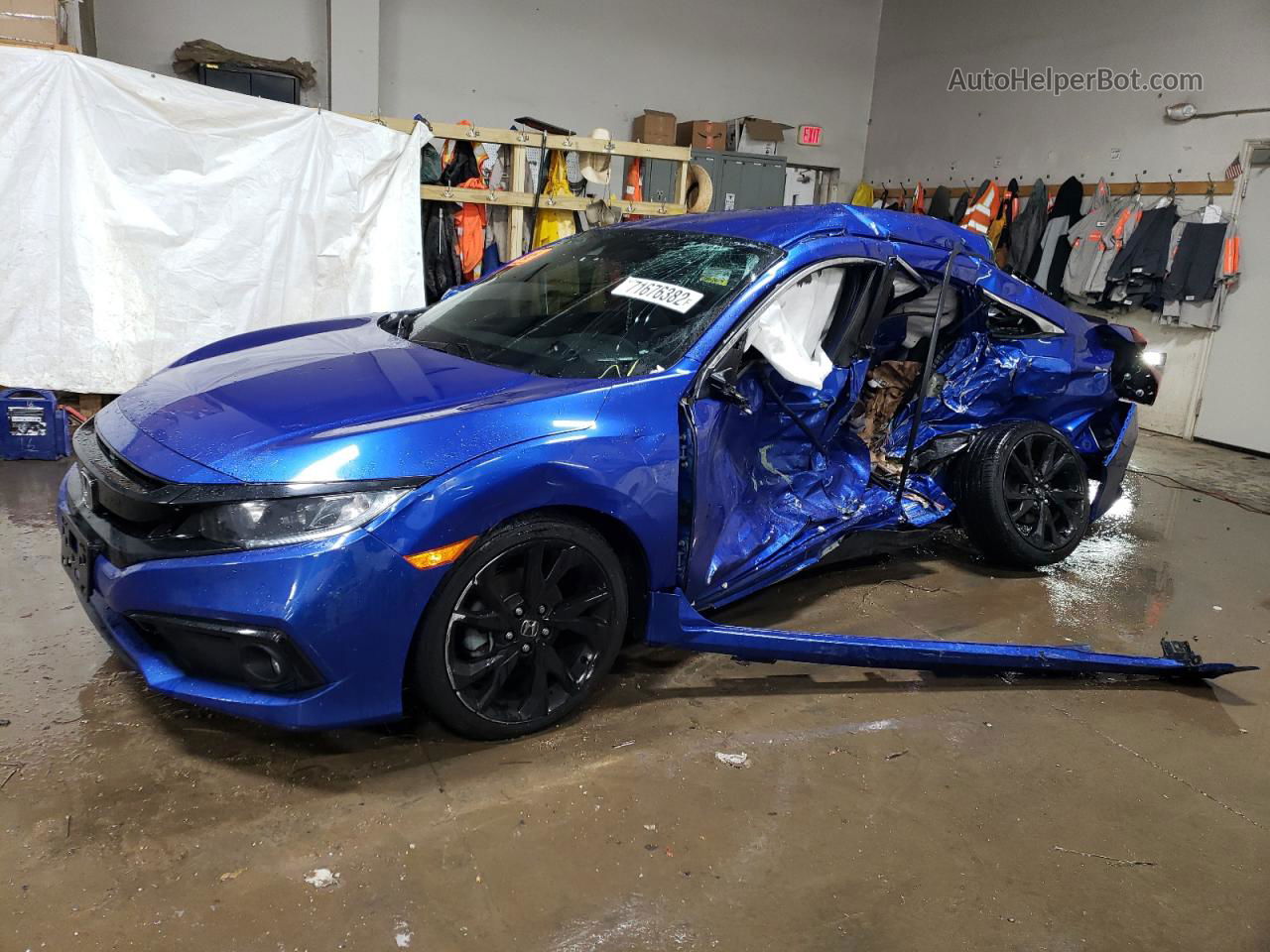 2019 Honda Civic Sport Blue vin: 2HGFC2F8XKH586569