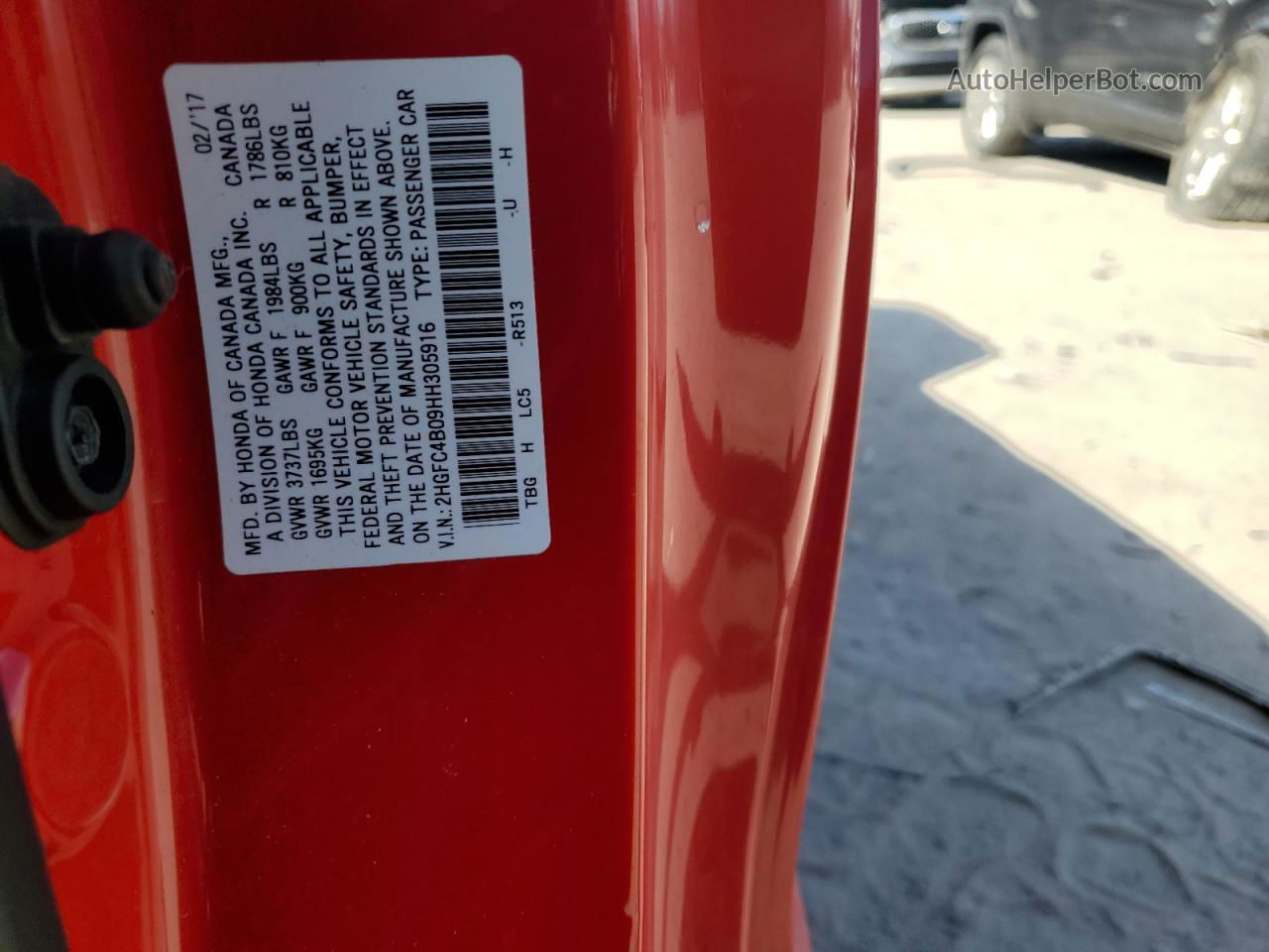 2017 Honda Civic Lx Red vin: 2HGFC4B09HH305916