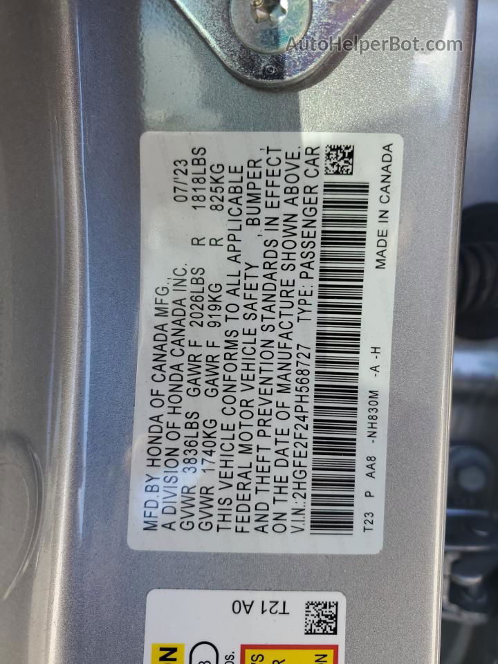 2023 Honda Civic Lx Silver vin: 2HGFE2F24PH568727