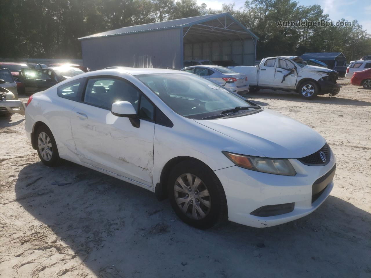 2012 Honda Civic Lx White vin: 2HGFG3B54CH511194