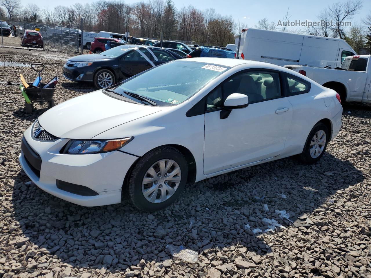 2012 Honda Civic Lx White vin: 2HGFG3B57CH511139