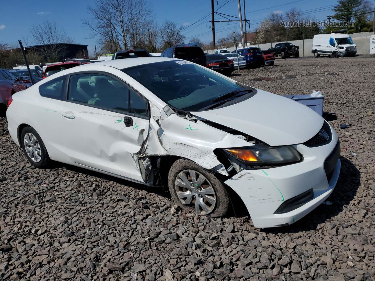 2012 Honda Civic Lx White vin: 2HGFG3B57CH511139