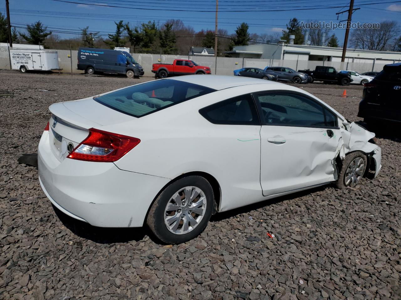 2012 Honda Civic Lx White vin: 2HGFG3B57CH511139