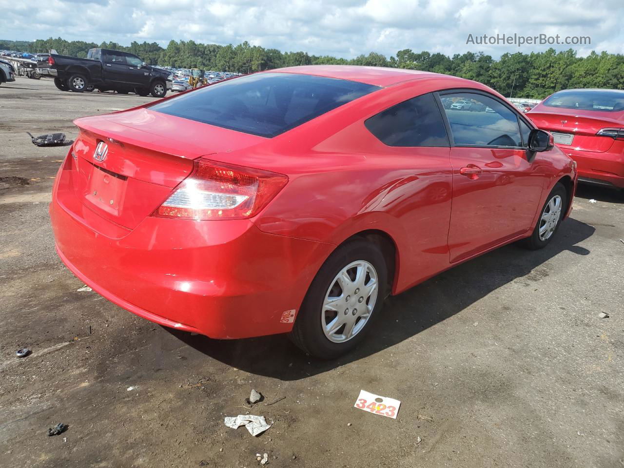 2012 Honda Civic Lx Red vin: 2HGFG3B57CH537207