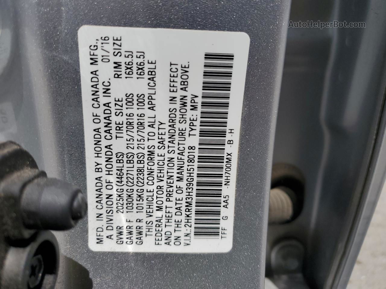 2016 Honda Cr-v Lx Silver vin: 2HKRM3H39GH518018