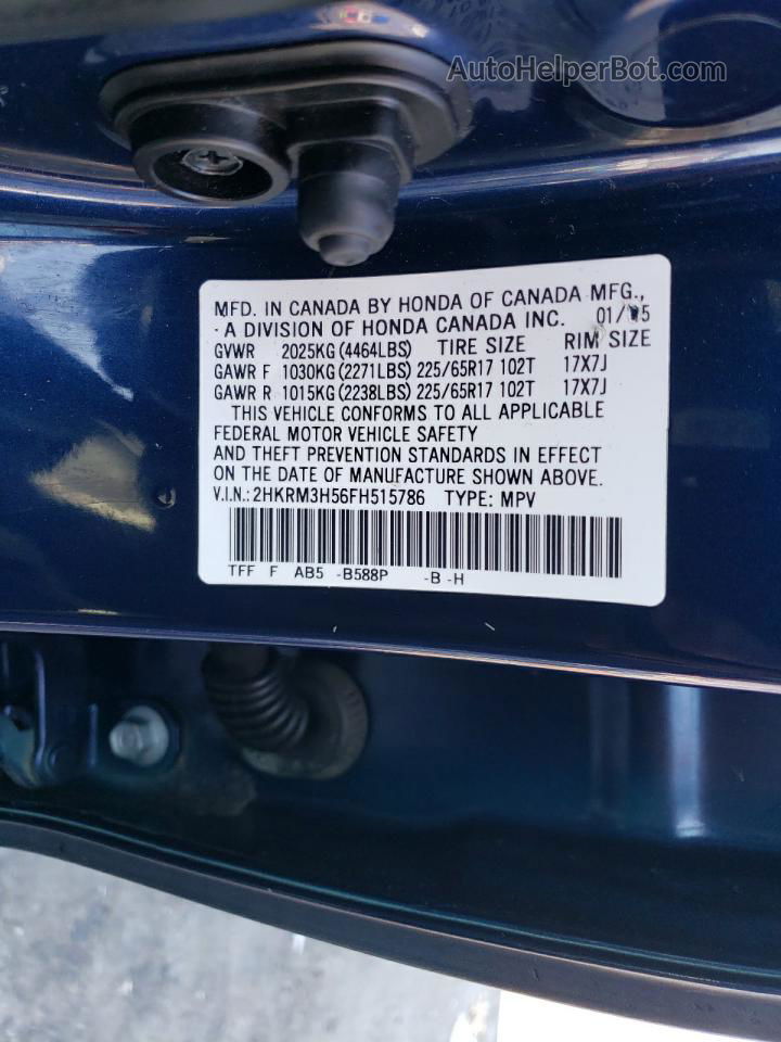 2015 Honda Cr-v Ex Blue vin: 2HKRM3H56FH515786