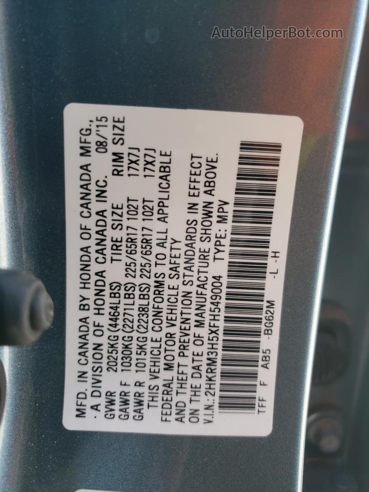 2015 Honda Cr-v Ex Blue vin: 2HKRM3H5XFH549004