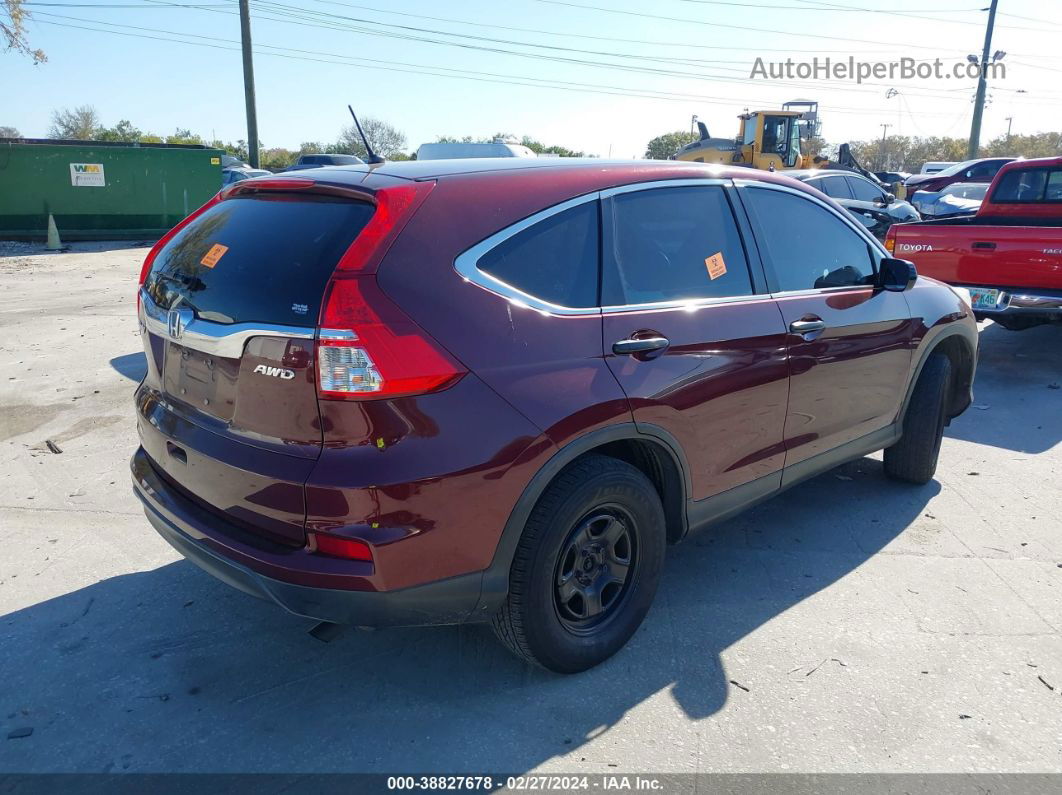 2015 Honda Cr-v Lx Maroon vin: 2HKRM4H31FH624614