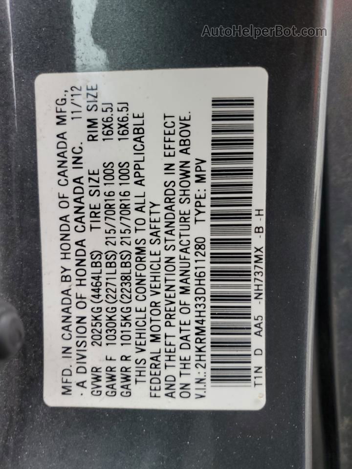 2013 Honda Cr-v Lx Серый vin: 2HKRM4H33DH611280