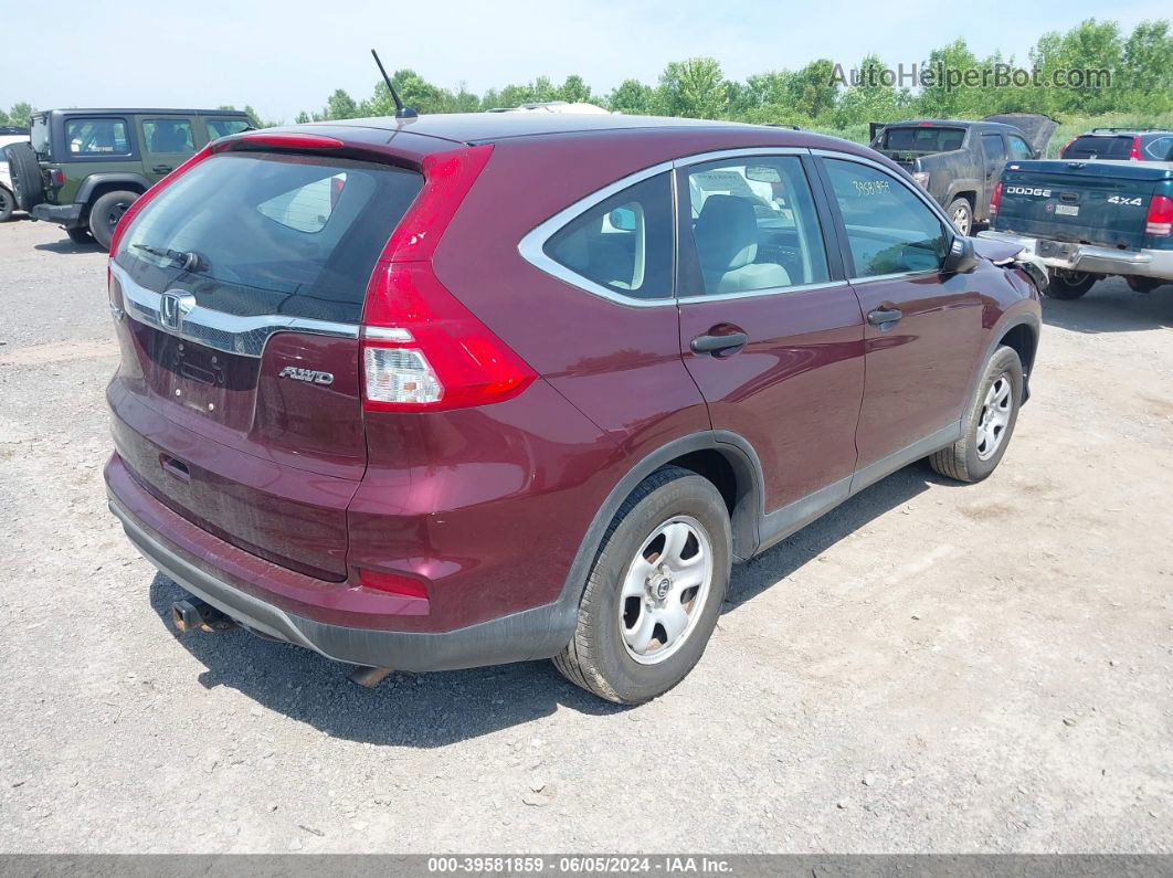 2015 Honda Cr-v Lx Burgundy vin: 2HKRM4H34FH610383