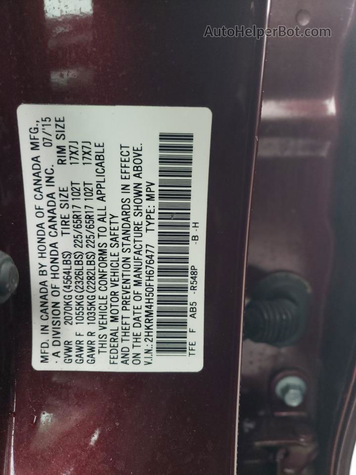 2015 Honda Cr-v Ex Maroon vin: 2HKRM4H50FH676477