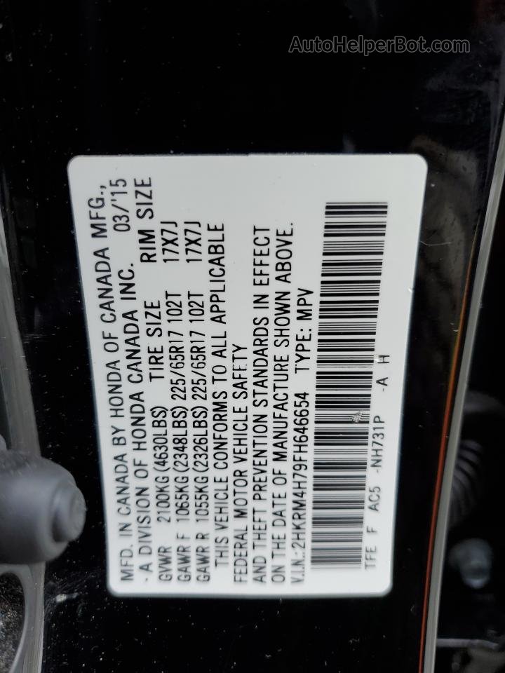 2015 Honda Cr-v Exl Черный vin: 2HKRM4H79FH646654