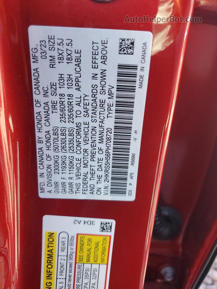 2023 Honda Cr-v Sport Red vin: 2HKRS5H56PH708720