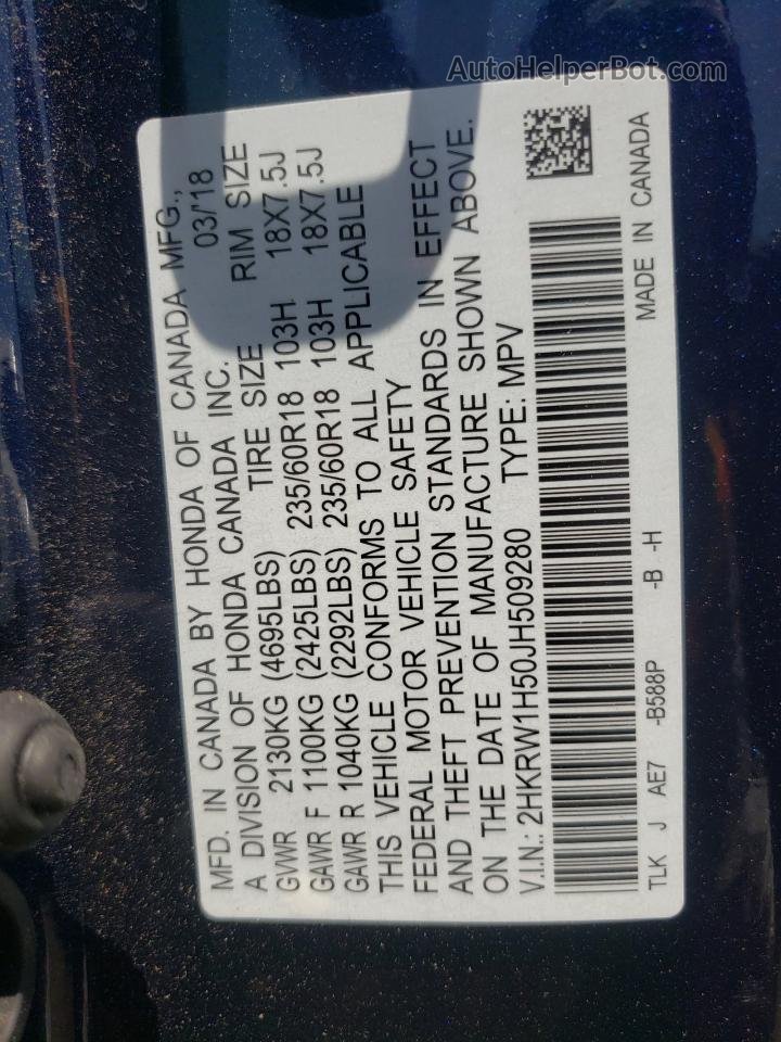 2018 Honda Cr-v Ex Blue vin: 2HKRW1H50JH509280
