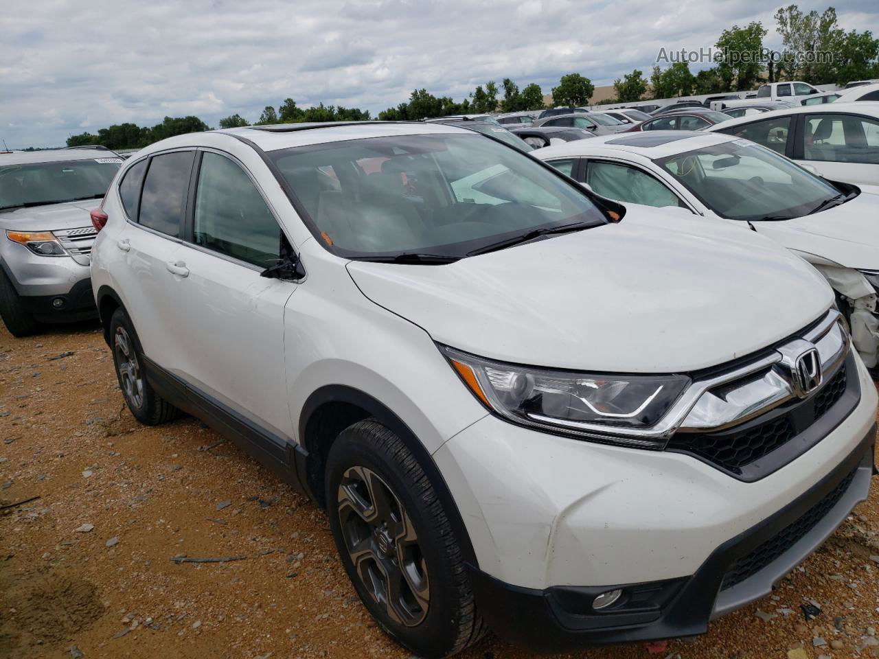 2019 Honda Cr-v Ex White vin: 2HKRW2H5XKH678293