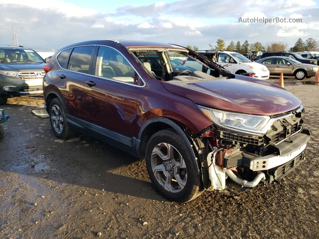 2017 Honda Cr-v Exl Burgundy vin: 2HKRW2H8XHH672223