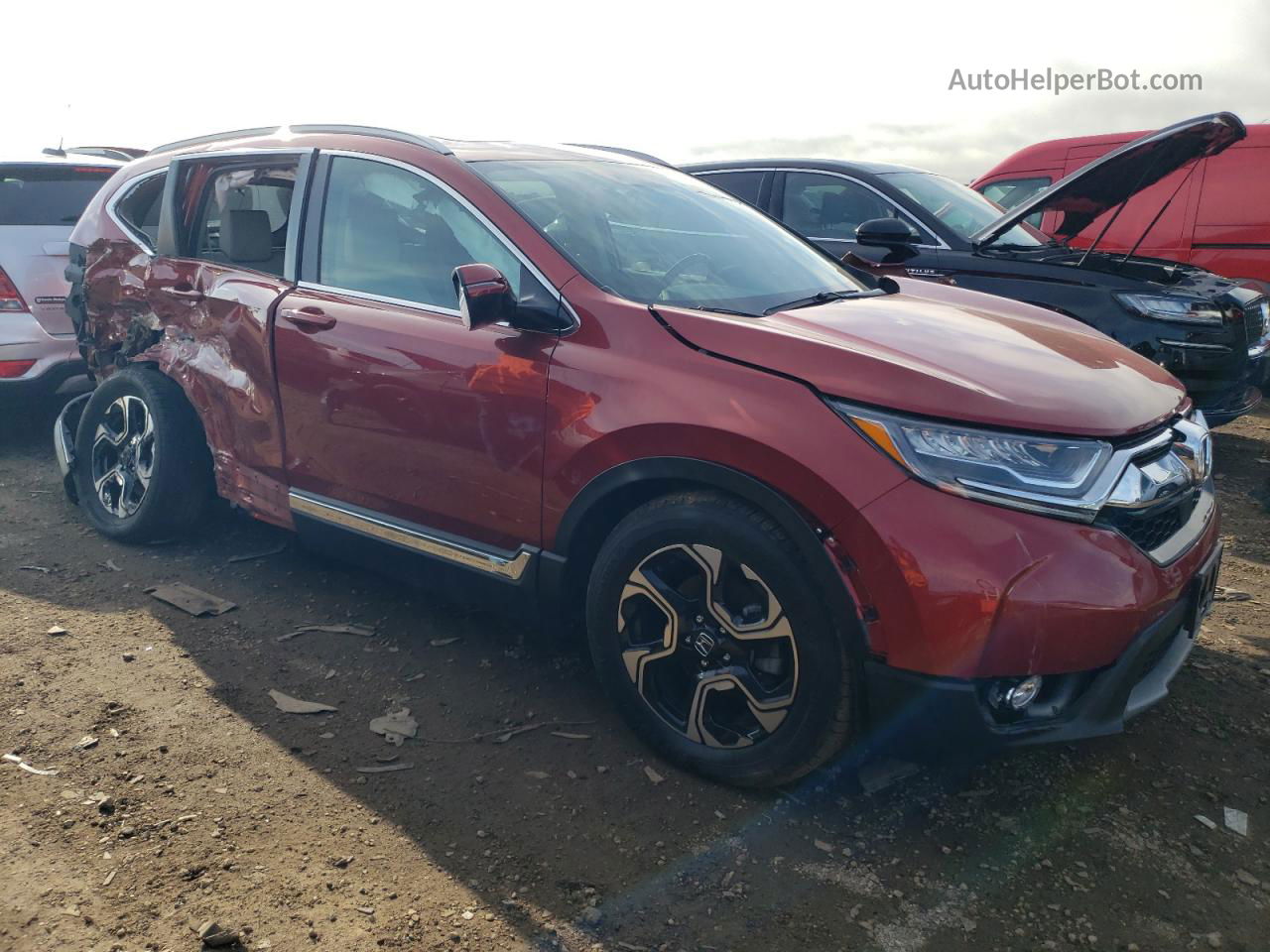 2019 Honda Cr-v Touring Red vin: 2HKRW2H91KH642253