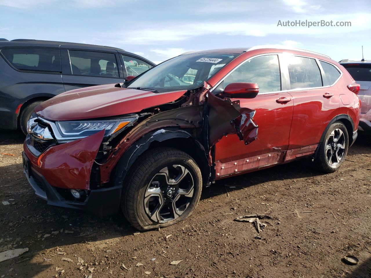 2019 Honda Cr-v Touring Red vin: 2HKRW2H91KH642253