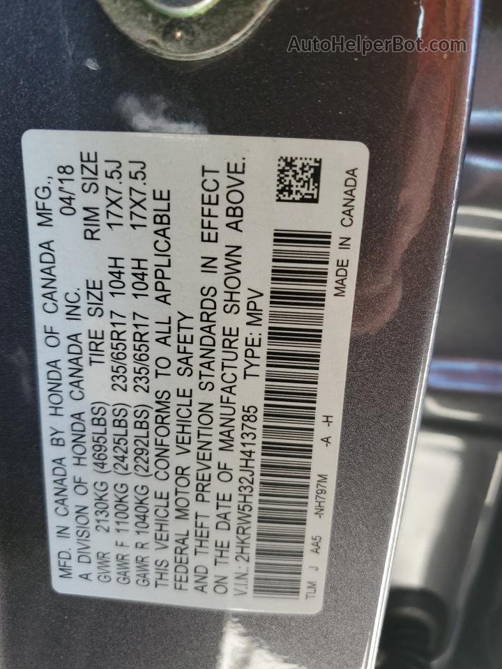 2018 Honda Cr-v Lx Gray vin: 2HKRW5H32JH413785