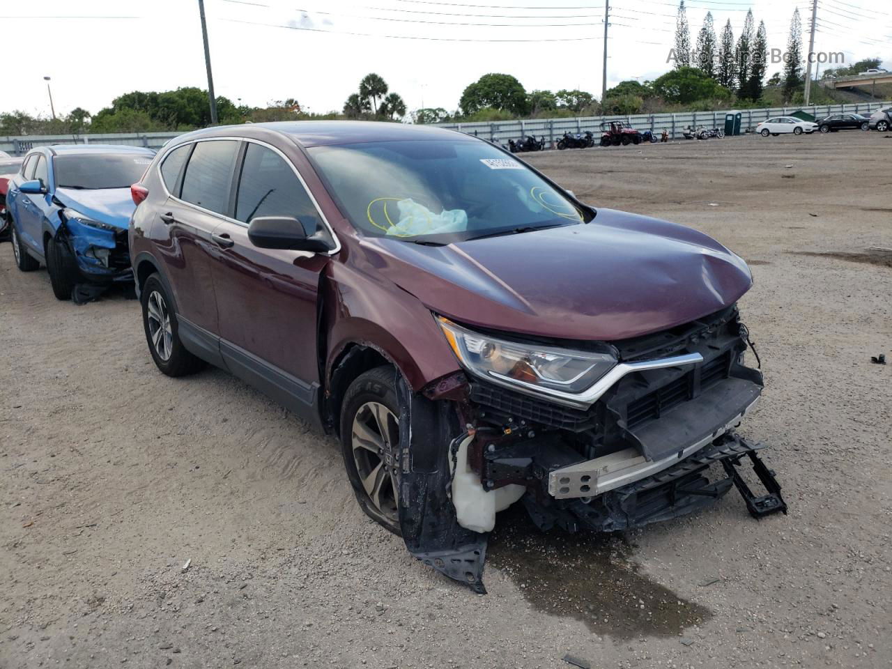 2019 Honda Cr-v Lx Burgundy vin: 2HKRW5H38KH404705