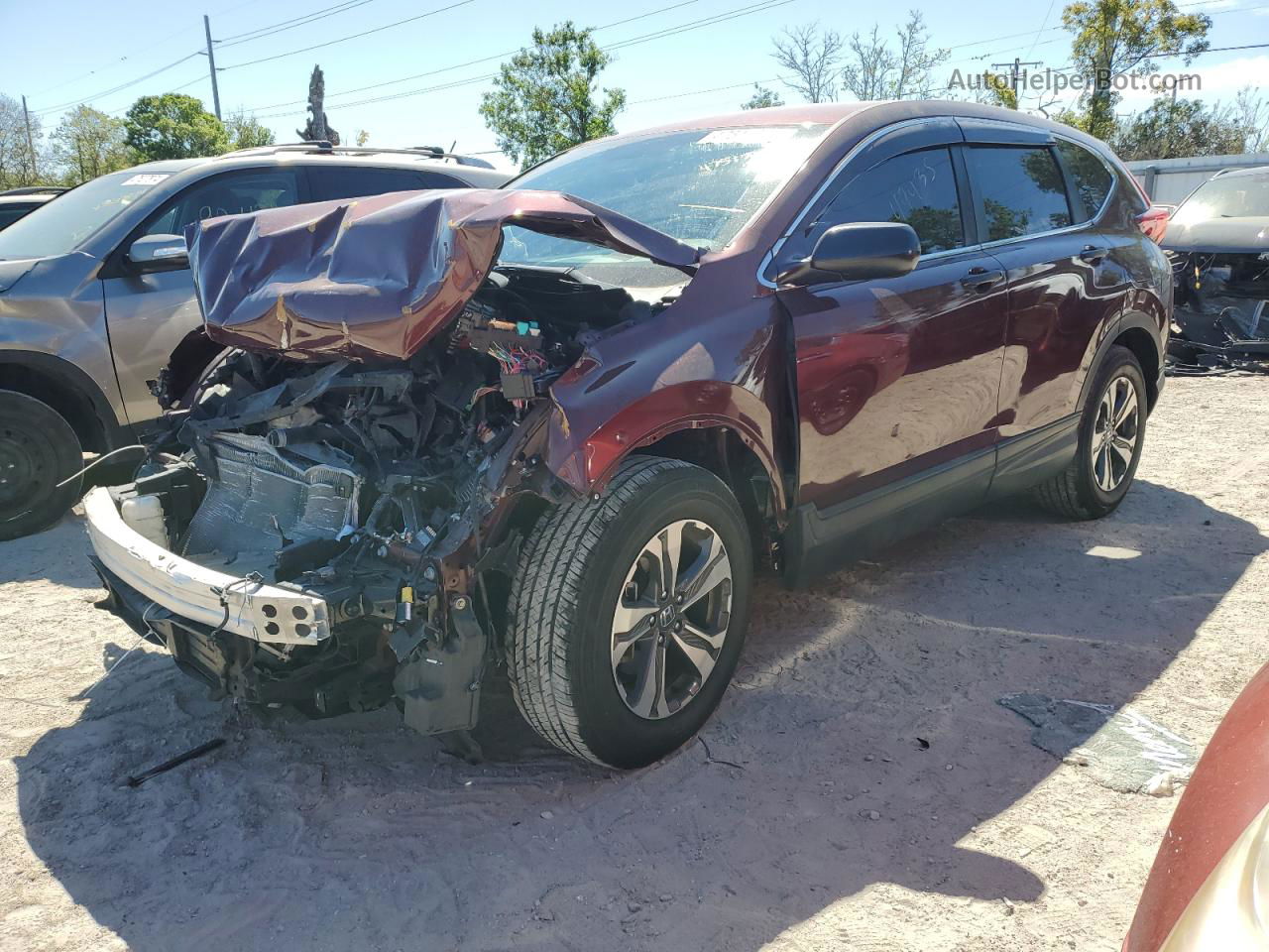 2018 Honda Cr-v Lx Burgundy vin: 2HKRW5H39JH402184