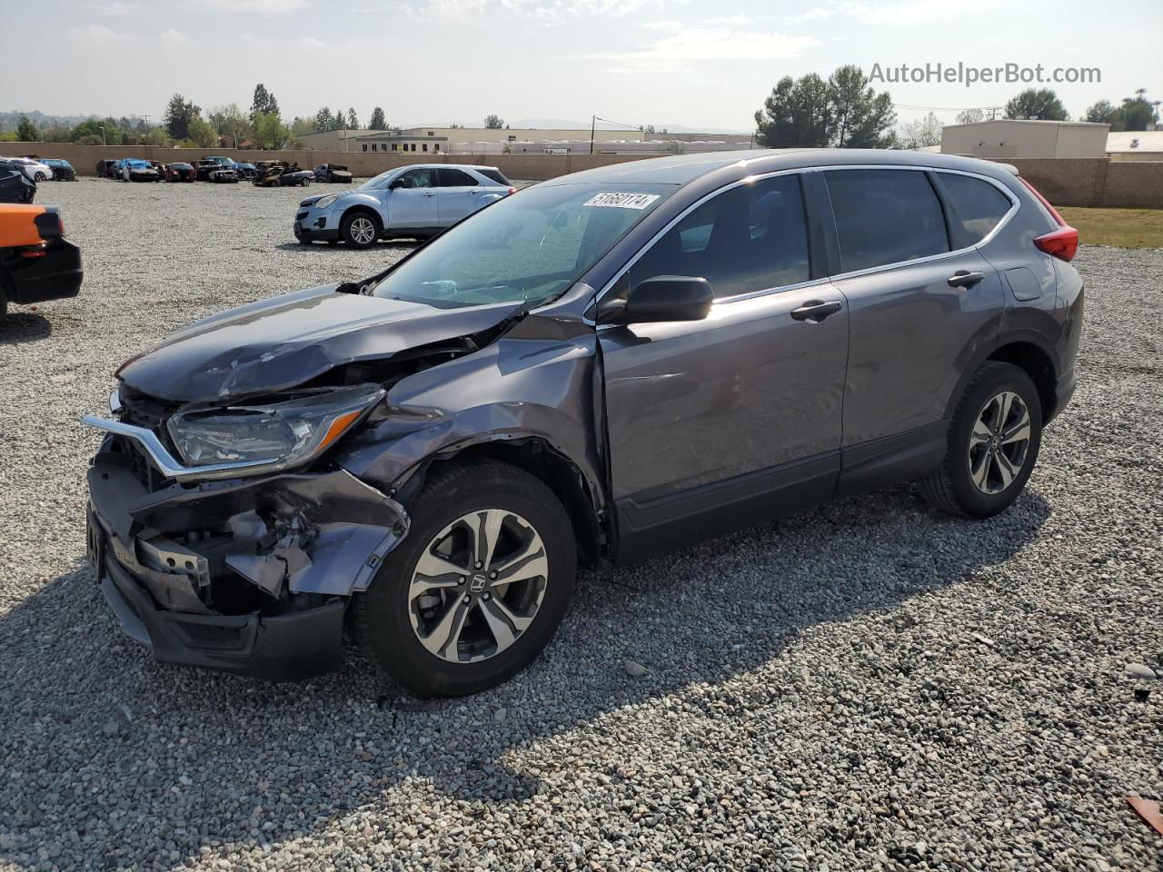 2019 Honda Cr-v Lx Gray vin: 2HKRW5H39KH400243