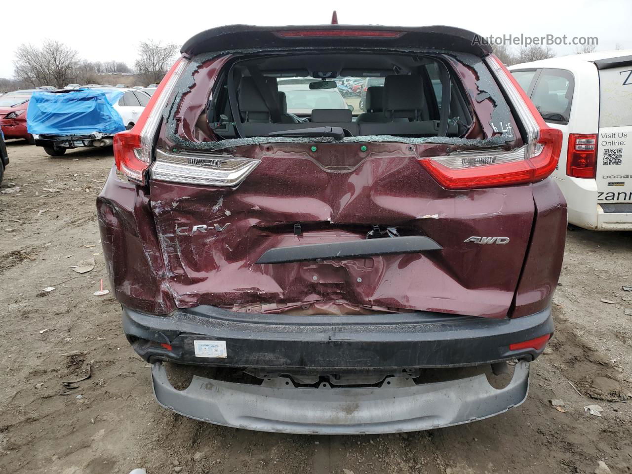 2019 Honda Cr-v Lx Burgundy vin: 2HKRW6H34KH200828