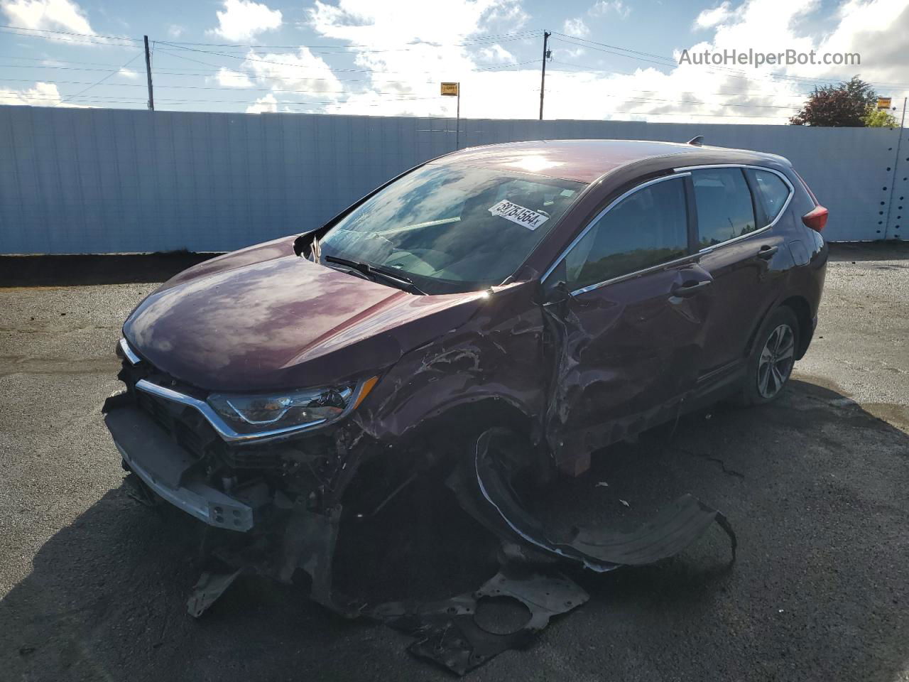 2018 Honda Cr-v Lx Burgundy vin: 2HKRW6H36JH227284