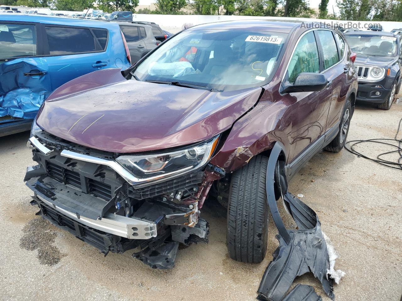 2019 Honda Cr-v Lx Burgundy vin: 2HKRW6H36KH223768