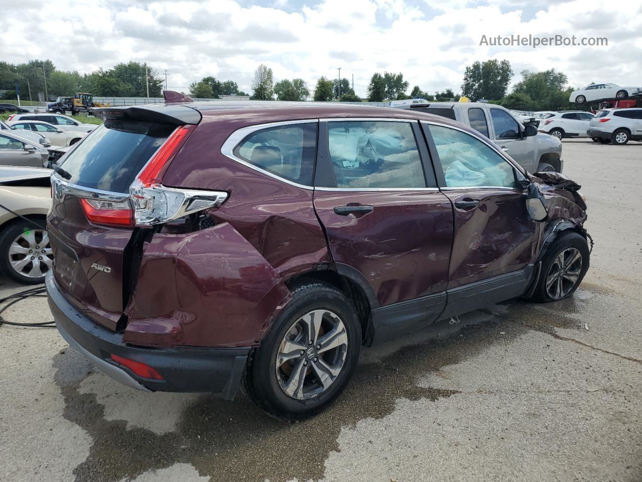 2019 Honda Cr-v Lx Burgundy vin: 2HKRW6H36KH223768