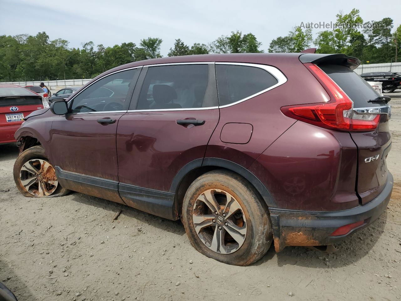 2019 Honda Cr-v Lx Burgundy vin: 2HKRW6H36KH231773