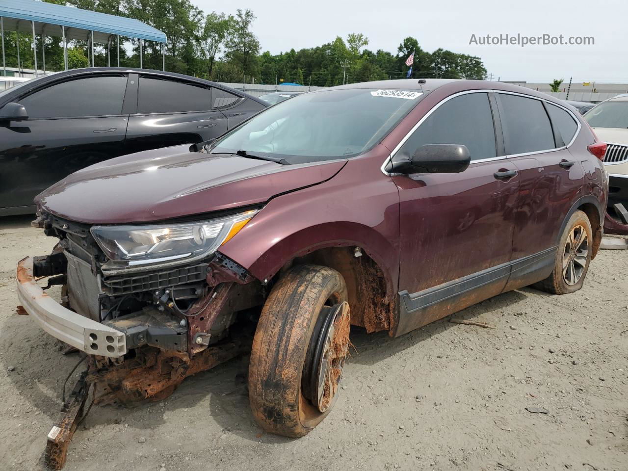 2019 Honda Cr-v Lx Burgundy vin: 2HKRW6H36KH231773