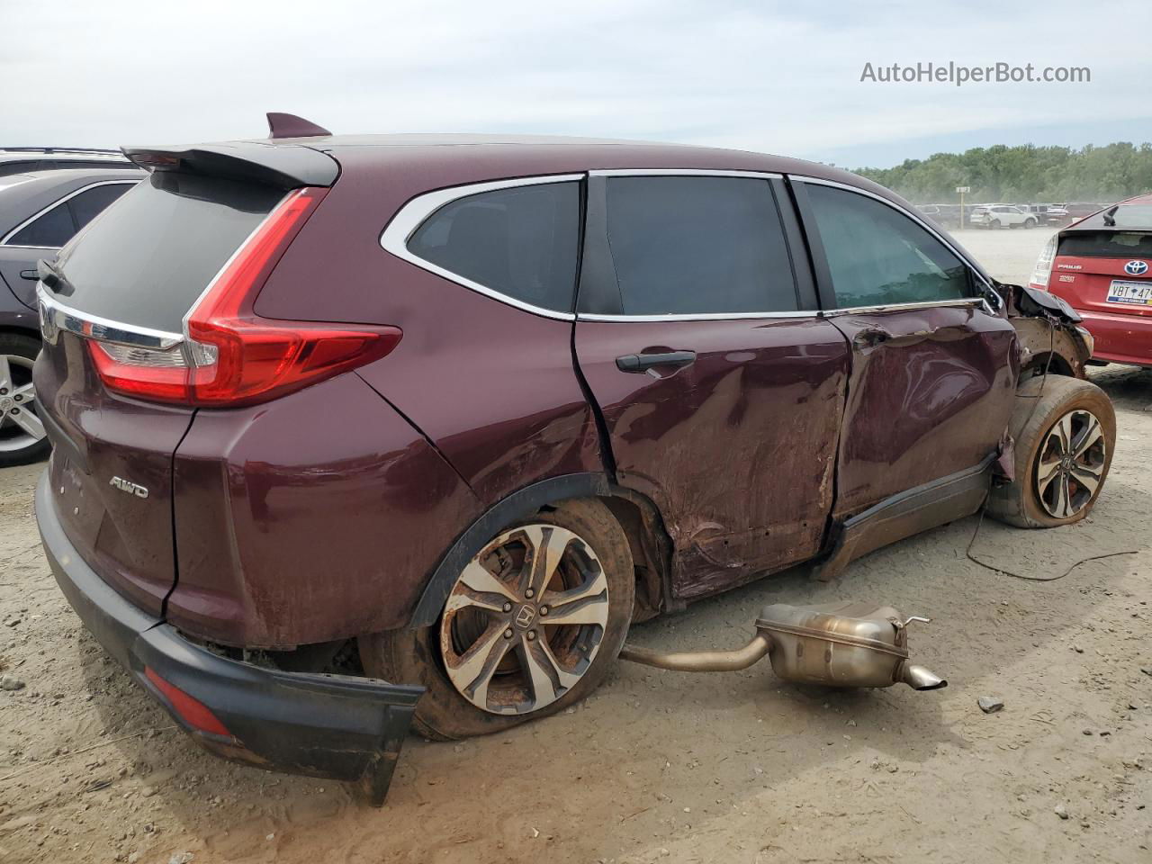 2019 Honda Cr-v Lx Burgundy vin: 2HKRW6H36KH231773