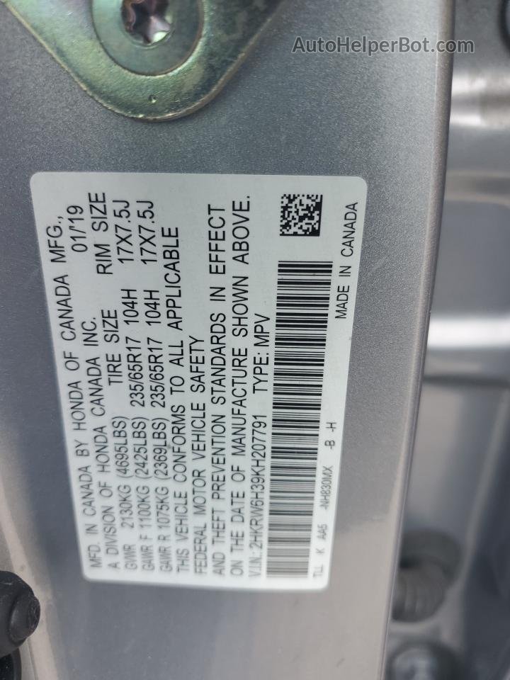 2019 Honda Cr-v Lx Gray vin: 2HKRW6H39KH207791