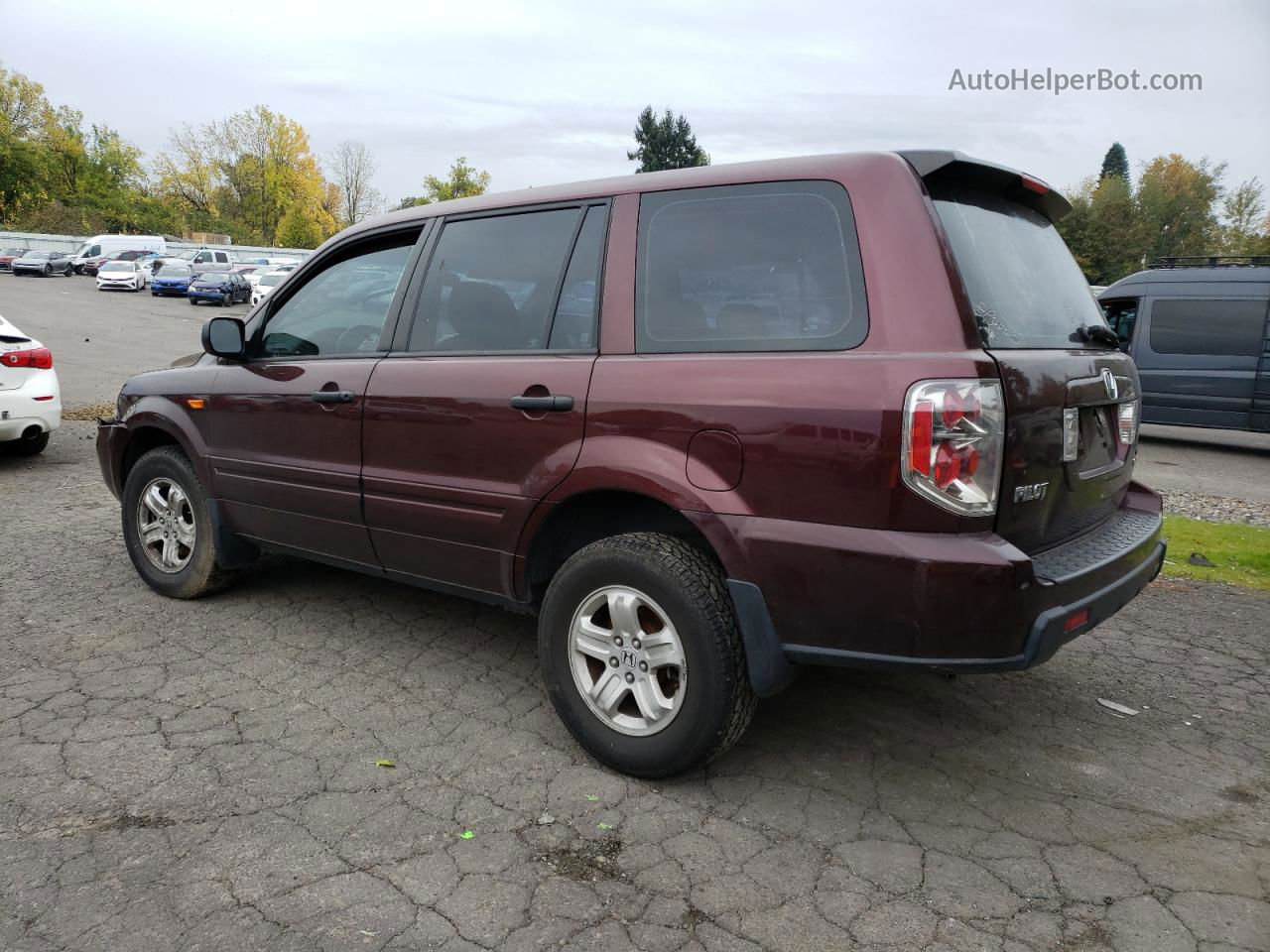 2007 Honda Pilot Lx Burgundy vin: 2HKYF18127H512957