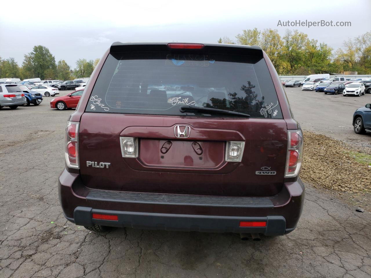 2007 Honda Pilot Lx Burgundy vin: 2HKYF18127H512957