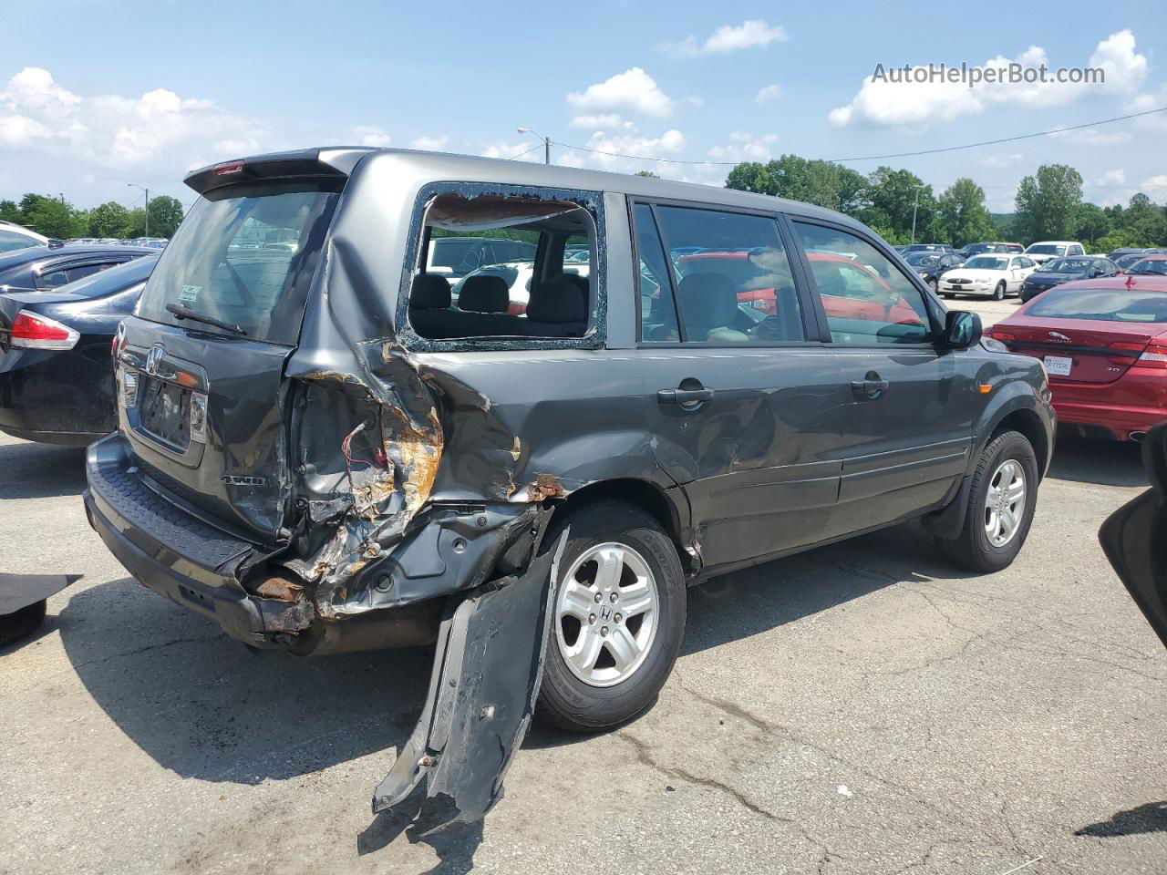 2007 Honda Pilot Lx Gray vin: 2HKYF18157H522916