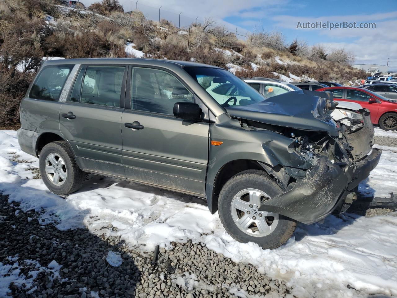 2007 Honda Pilot Lx Gray vin: 2HKYF18177H500027