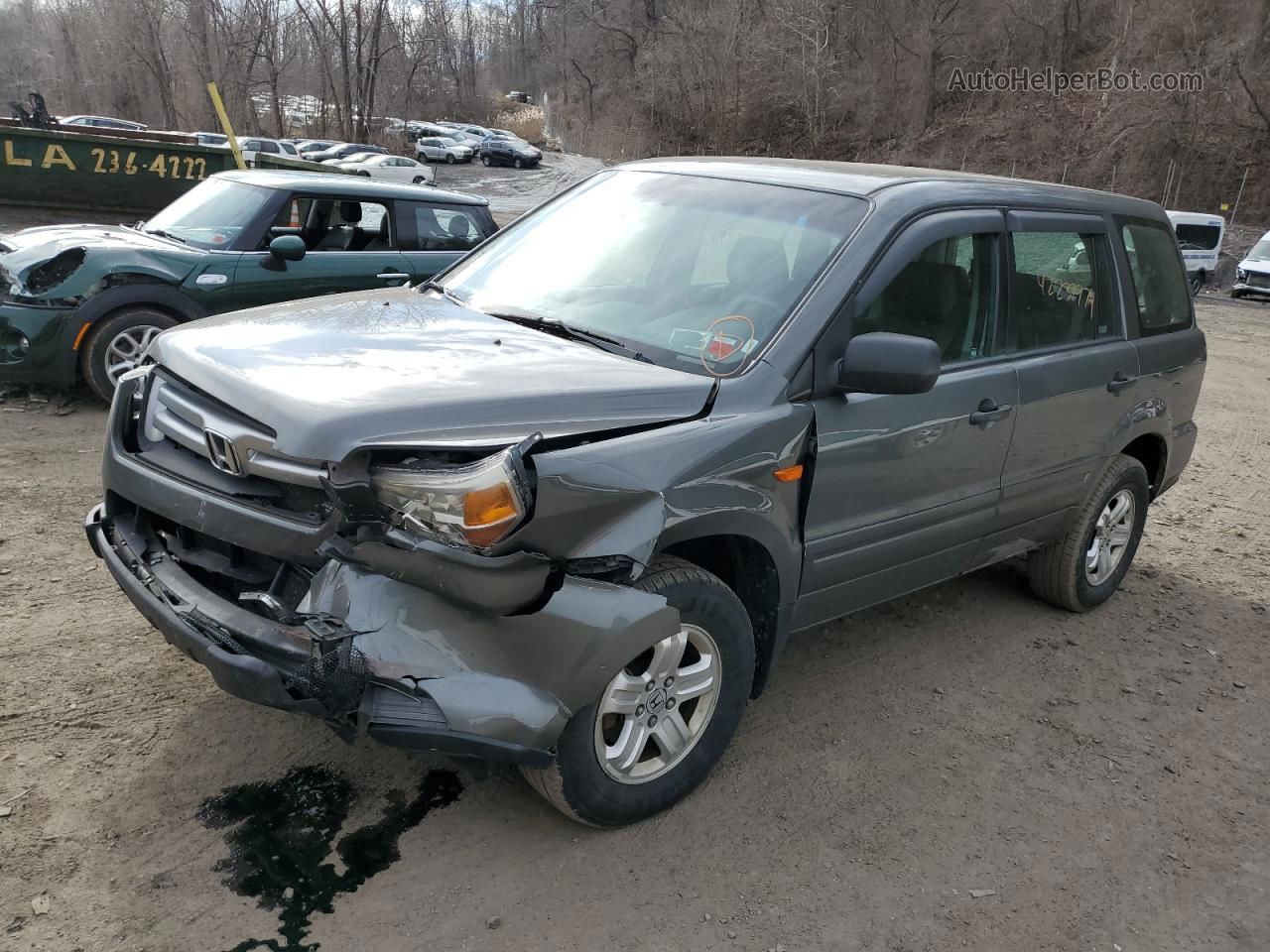 2007 Honda Pilot Lx Серый vin: 2HKYF18187H512638